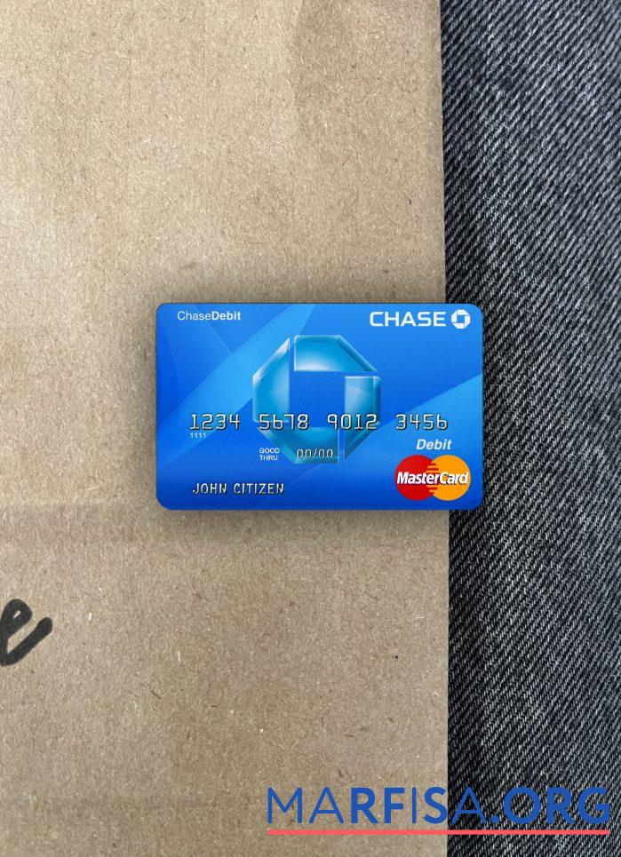 Blank USA Chase bank MasterCard Debit photolook front sample